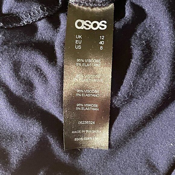 Women's 8 ASOS Long Sleeve Navy Maxi Dress Cutout Shoulders Stretchy - Picture 6 of 7